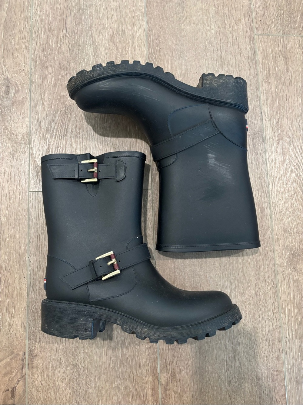 Tommy Hilfiger Moto Style Navy Short Rain Boots
